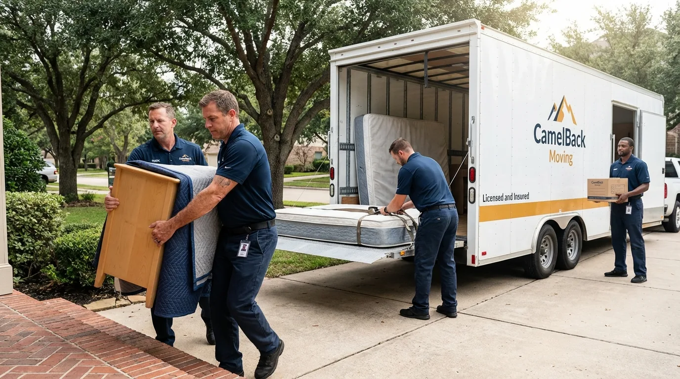 Crew loading residential truck for cross-state move from Bridgeport, WV